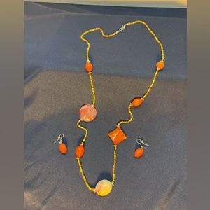 Beaded necklace and earrings